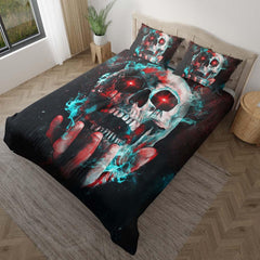 Galaxy Hand Holding Skull Duvet Cover Set - Wonder Skull