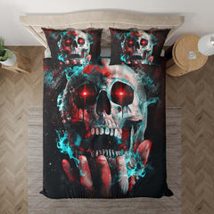 Galaxy Hand Holding Skull Duvet Cover Set - Wonder Skull