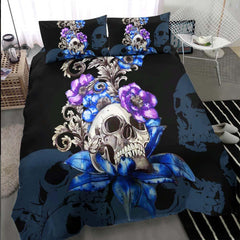 Gothic Skull Floral Duvet Cover Set - Wonder Skull