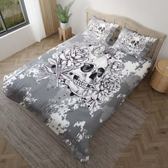 Gothic Skull Flower Duvet Cover Set - Wonder Skull