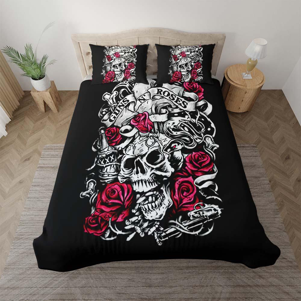 Gothic Skull Rose Duvet Cover Set - Wonder Skull