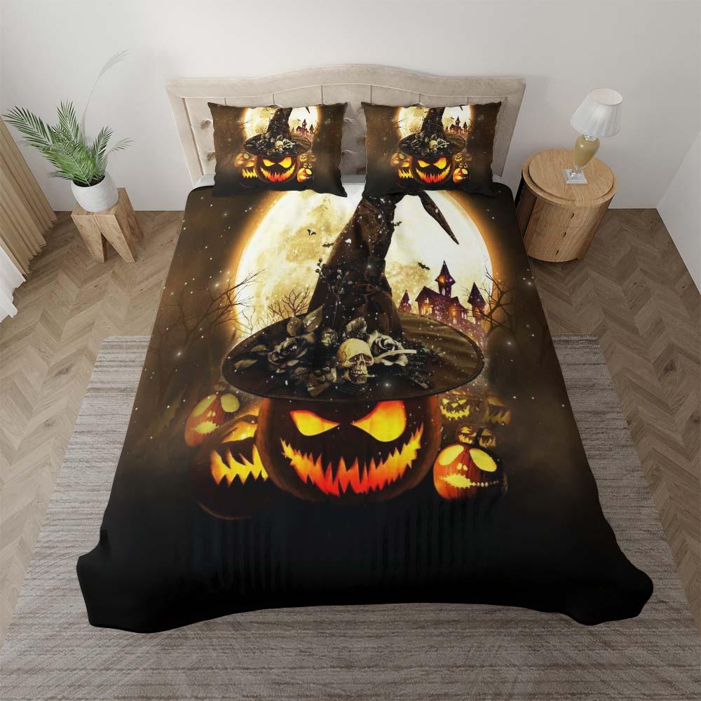 Halloween Pumpkin Moon Duvet Cover Set - Wonder Skull