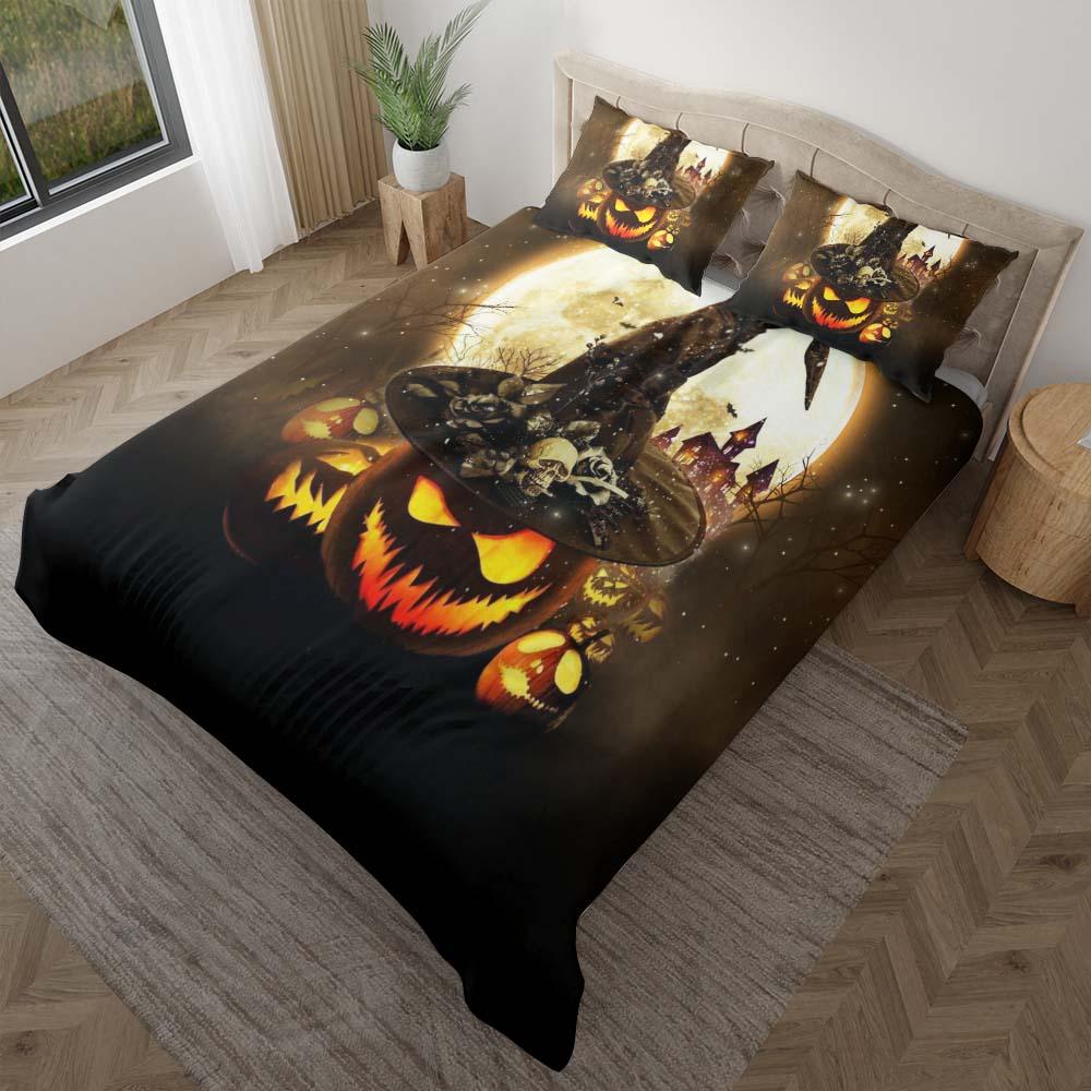 Halloween Pumpkin Moon Duvet Cover Set - Wonder Skull