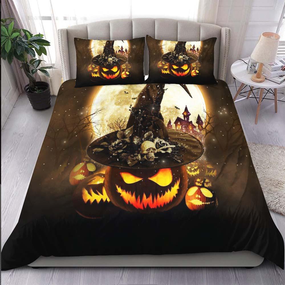 Halloween Pumpkin Moon Duvet Cover Set - Wonder Skull
