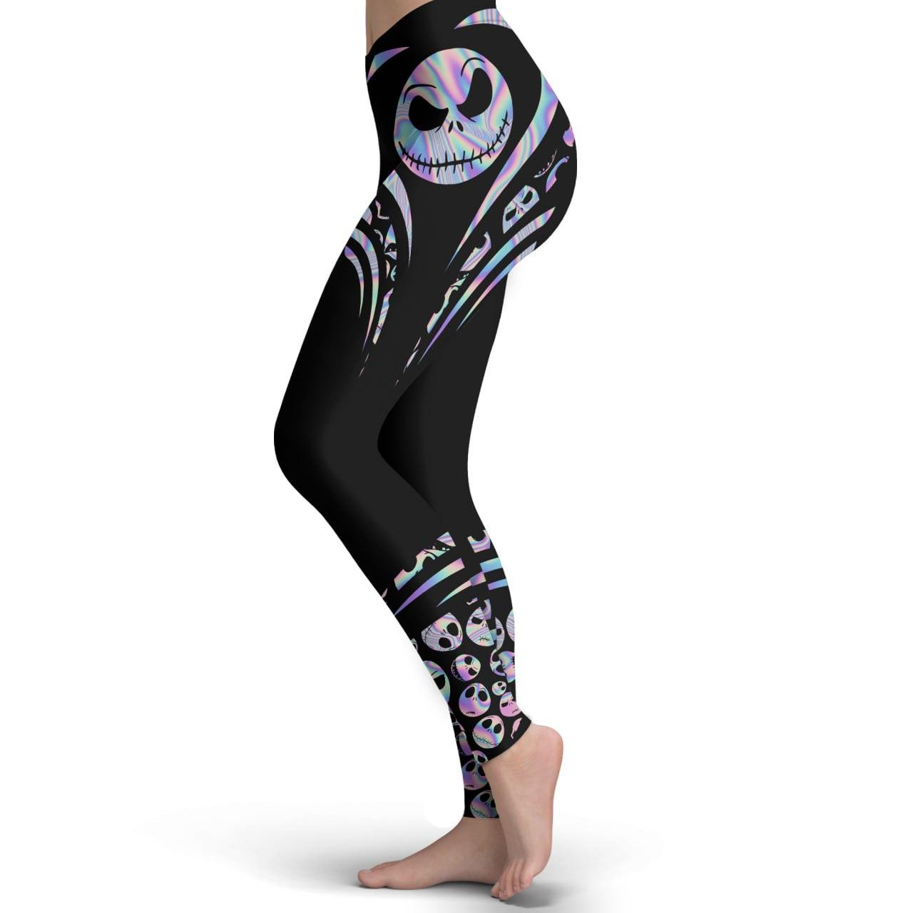 Holographic Gothic Open Back Tank Top And Leggings Set - Wonder Skull
