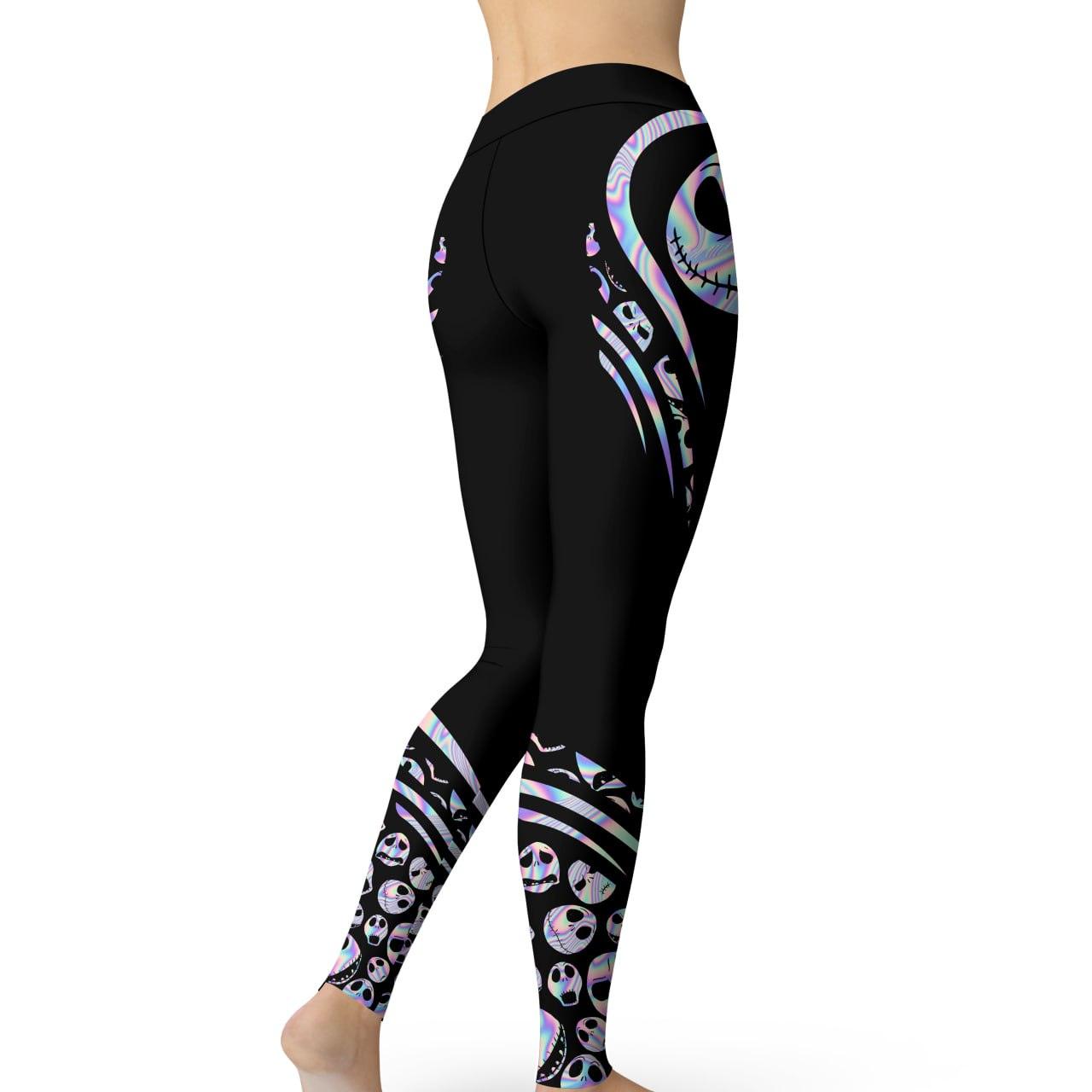 Holographic Gothic Open Back Tank Top And Leggings Set - Wonder Skull