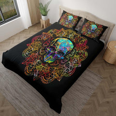 Holographic Mandala Skull Duvet Cover Set - Wonder Skull