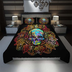 Holographic Mandala Skull Duvet Cover Set - Wonder Skull