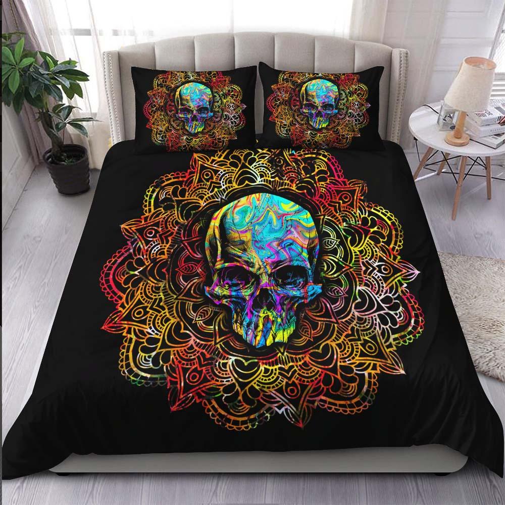 Holographic Mandala Skull Duvet Cover Set - Wonder Skull