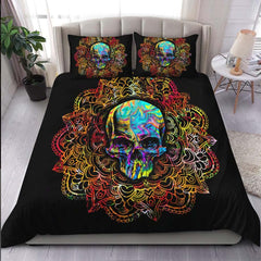 Holographic Mandala Skull Duvet Cover Set - Wonder Skull