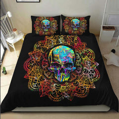 Holographic Mandala Skull Duvet Cover Set - Wonder Skull