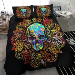 Holographic Mandala Skull Duvet Cover Set - Wonder Skull