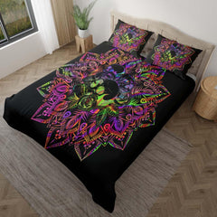 Holographic Mandala Skull With Flower Duvet Cover Set - Wonder Skull