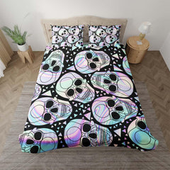 Holographic Skull Pattern Duvet Cover Set - Wonder Skull