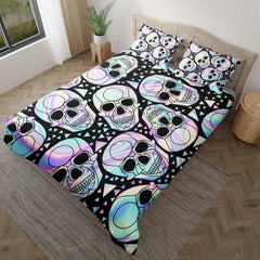 Holographic Skull Pattern Duvet Cover Set - Wonder Skull