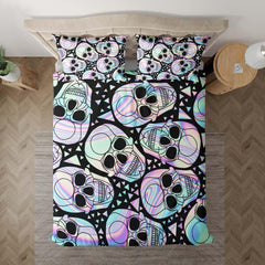 Holographic Skull Pattern Duvet Cover Set - Wonder Skull