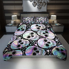 Holographic Skull Pattern Duvet Cover Set - Wonder Skull