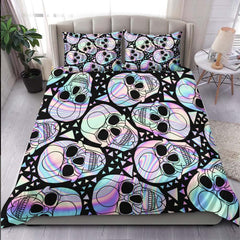 Holographic Skull Pattern Duvet Cover Set - Wonder Skull