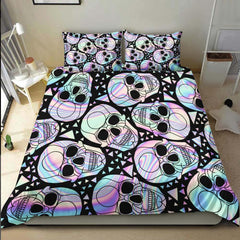 Holographic Skull Pattern Duvet Cover Set - Wonder Skull