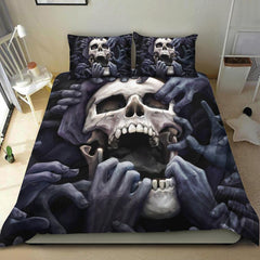 Horror Hands Holding Skull Duvet Cover Set - Wonder Skull
