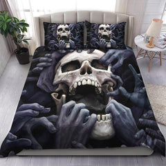 Horror Hands Holding Skull Duvet Cover Set - Wonder Skull
