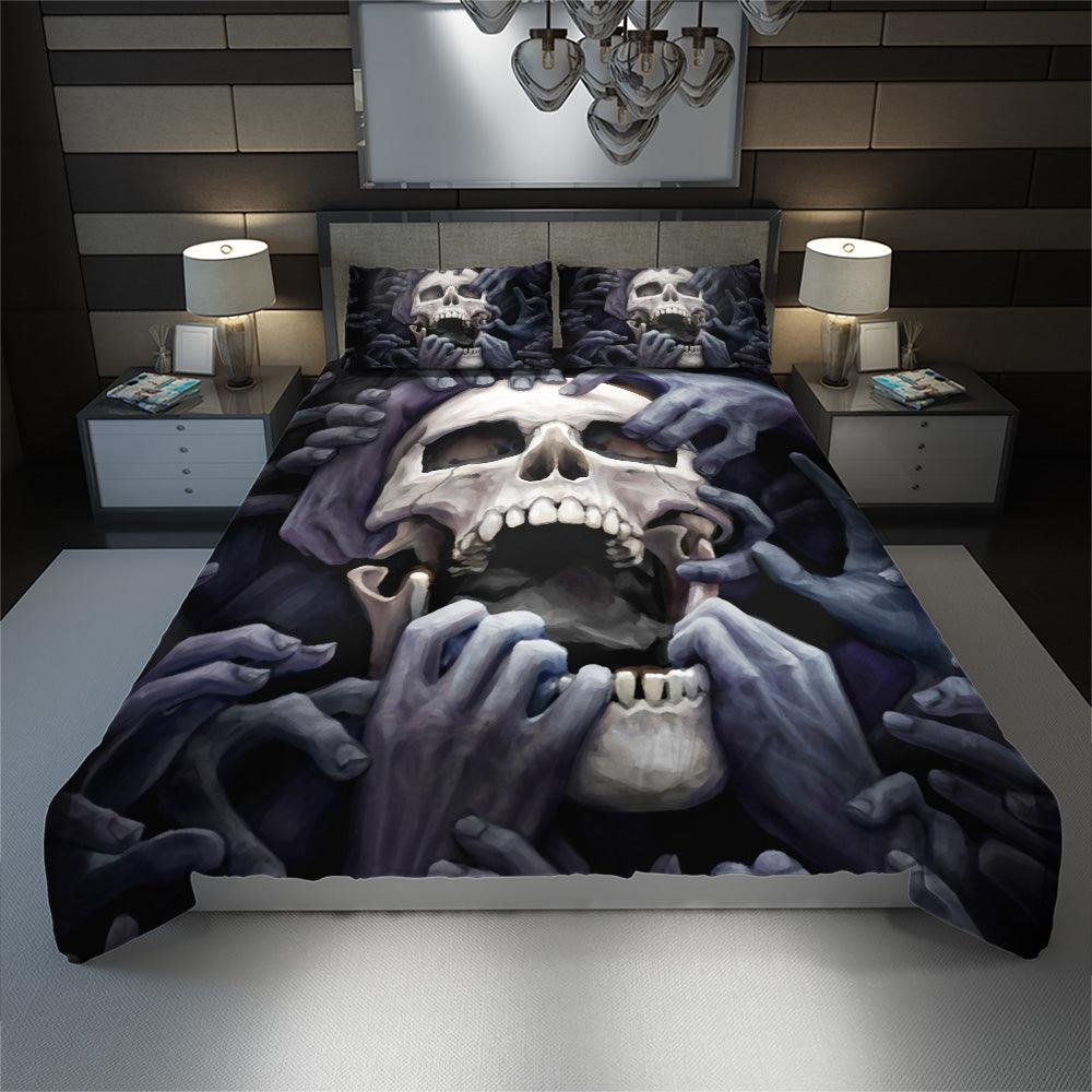 Horror Hands Holding Skull Duvet Cover Set - Wonder Skull