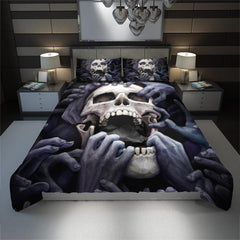 Horror Hands Holding Skull Duvet Cover Set - Wonder Skull