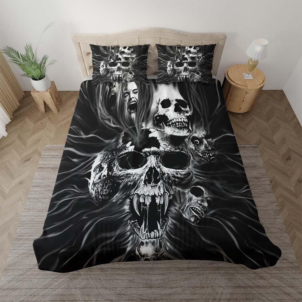 Horror Screaming Skull Duvet Cover Set - Wonder Skull