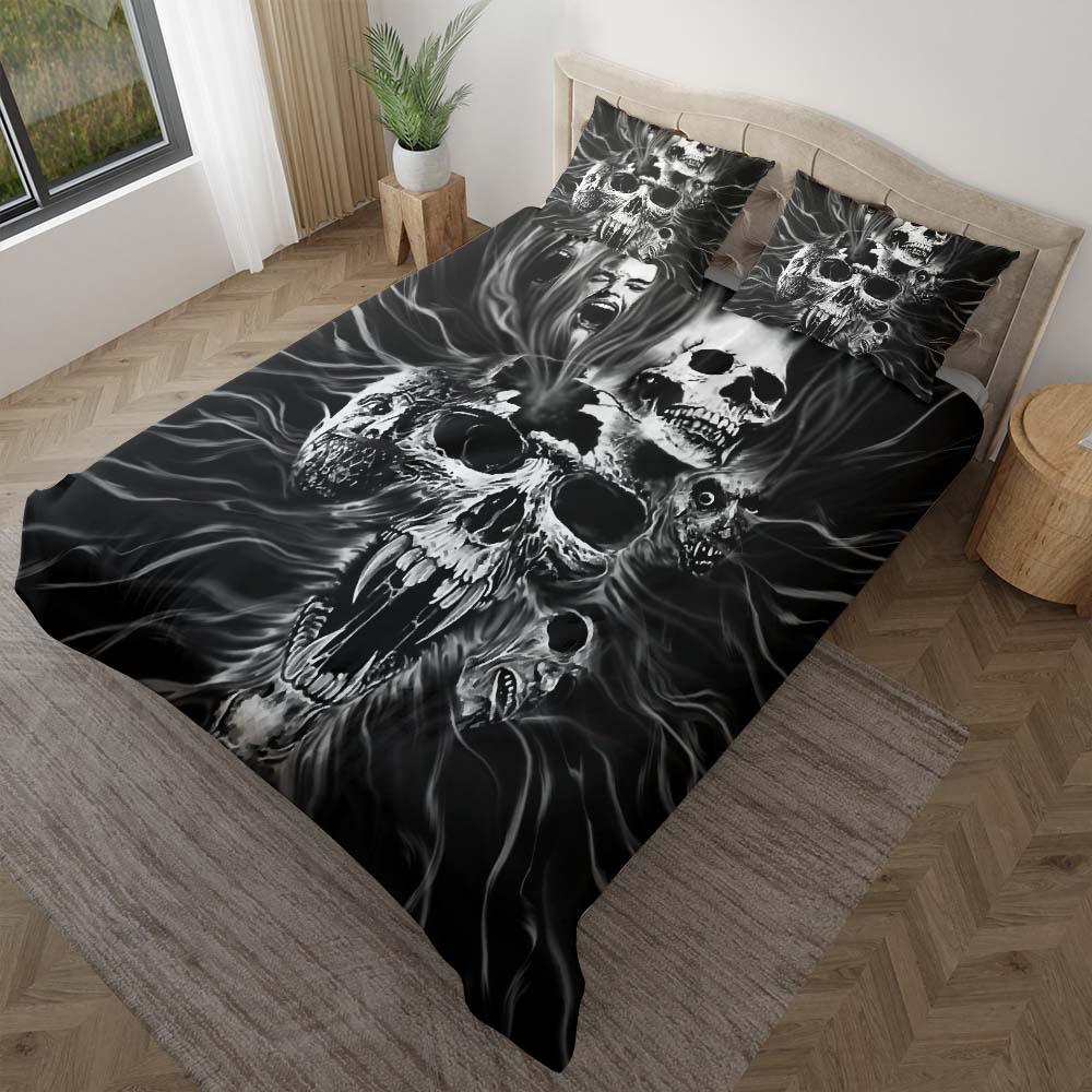 Horror Screaming Skull Duvet Cover Set - Wonder Skull