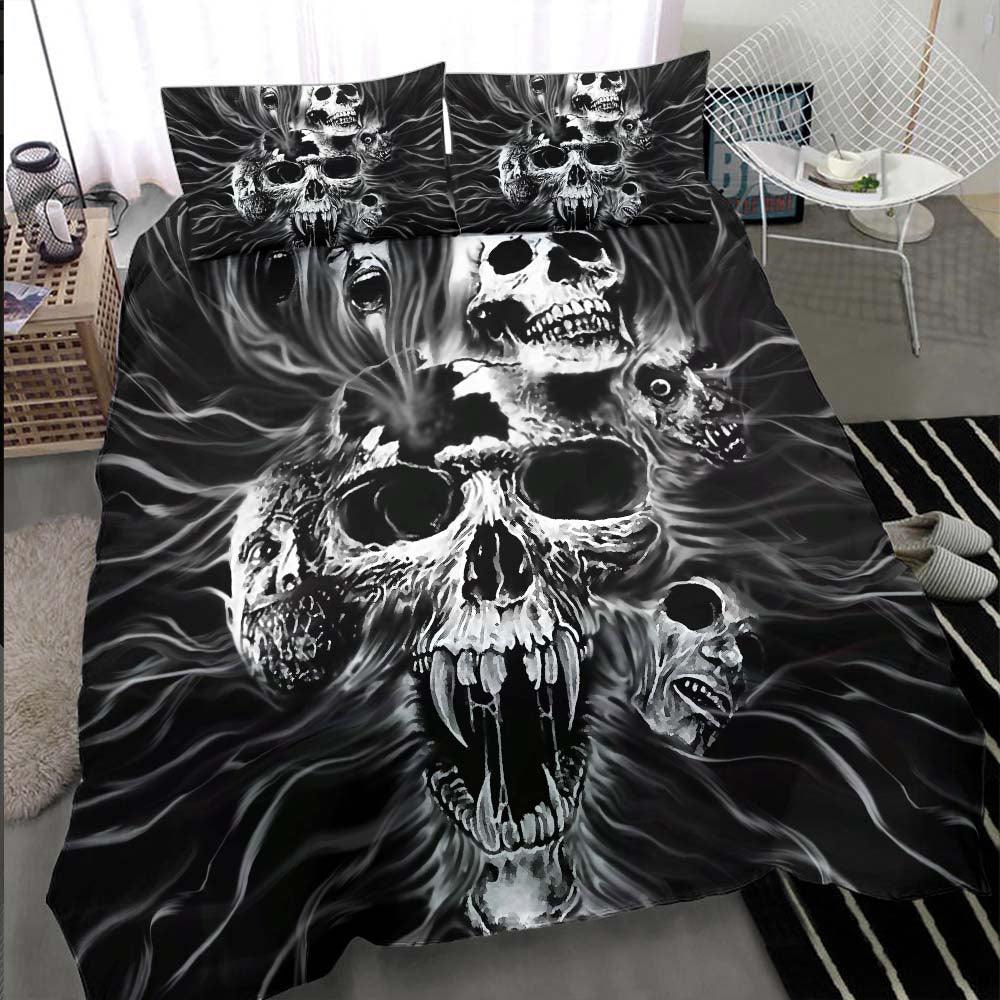 Horror Screaming Skull Duvet Cover Set - Wonder Skull
