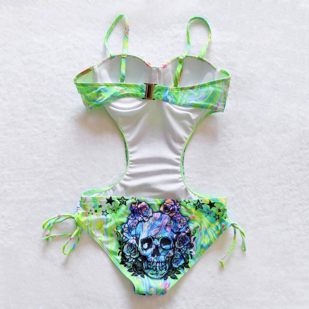 Skull And Rose Sexy Crystal One Piece Swimwear For Summer - Wonder Skull