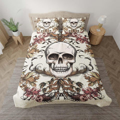Light Grayish Orange Skull Ocean Duvet Cover Set - Wonder Skull