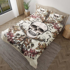 Light Grayish Orange Skull Ocean Duvet Cover Set - Wonder Skull