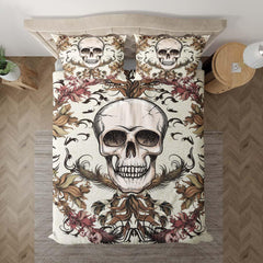 Light Grayish Orange Skull Ocean Duvet Cover Set - Wonder Skull