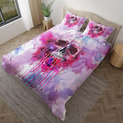 Magenta Rose Skull Melting Duvet Cover Set - Wonder Skull