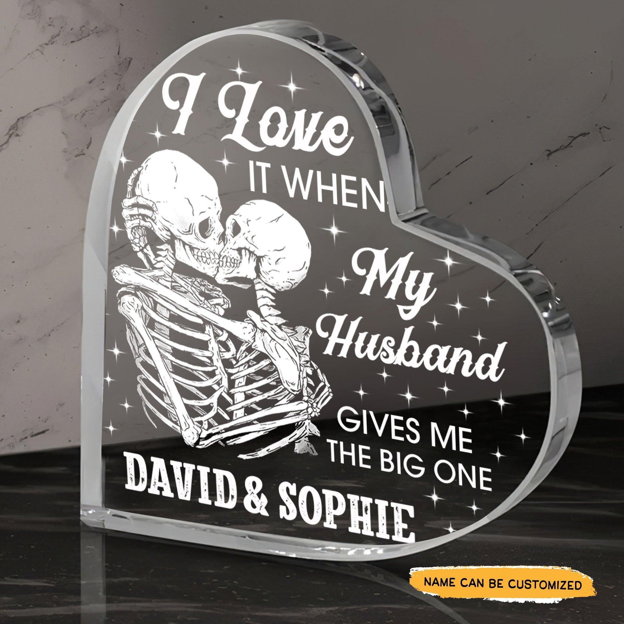 Funny I Love My Husband - Customized Skull Couple Crystal Heart Anniversary Gifts - Wonder Skull