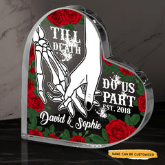 Till Death - Customized Skull Couple Crystal Heart Anniversary Gifts - Wonder Skull