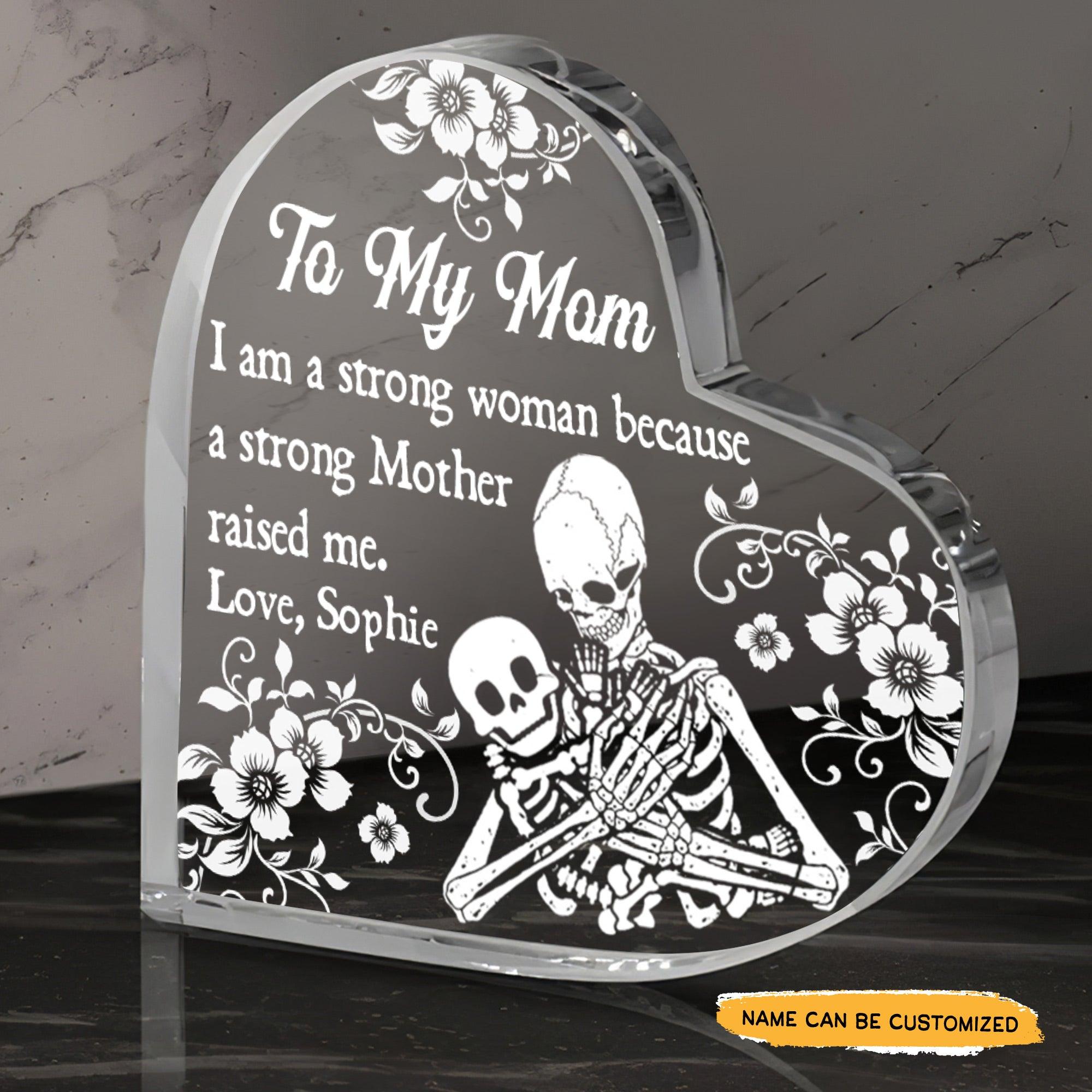 To My Mom - Customized Gifts Couple Crystal Heart - Wonder Skull