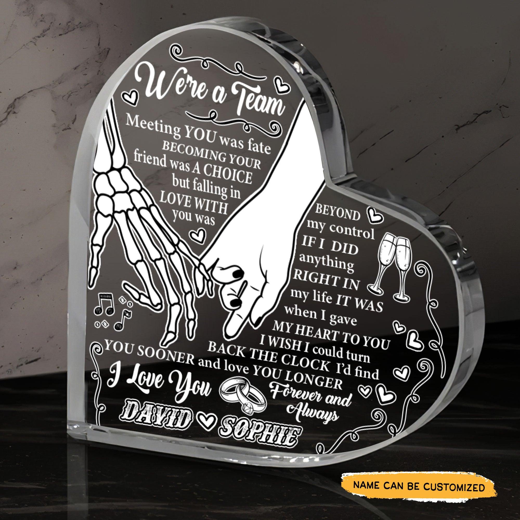 Were a Team - Customized Skull Couple Crystal Heart Anniversary Gifts - Wonder Skull