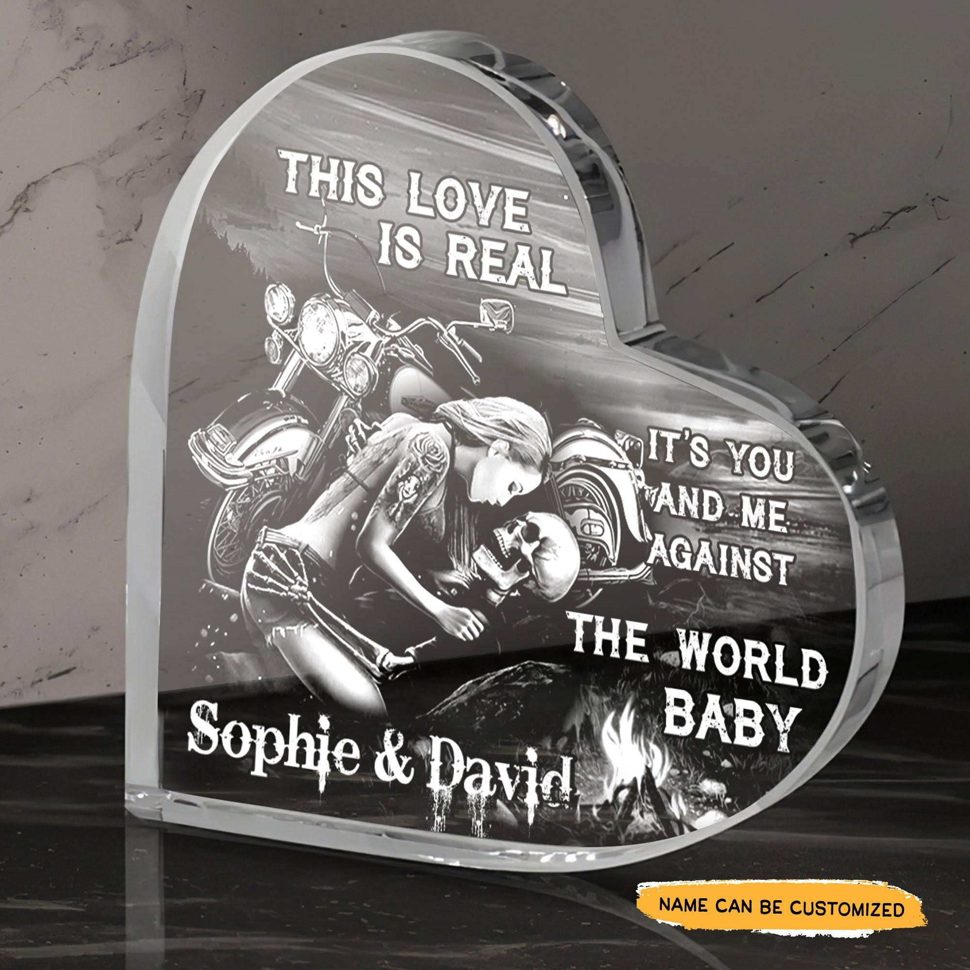 This Love Is Real - Customized Gifts Couple Crystal Heart - Wonder Skull