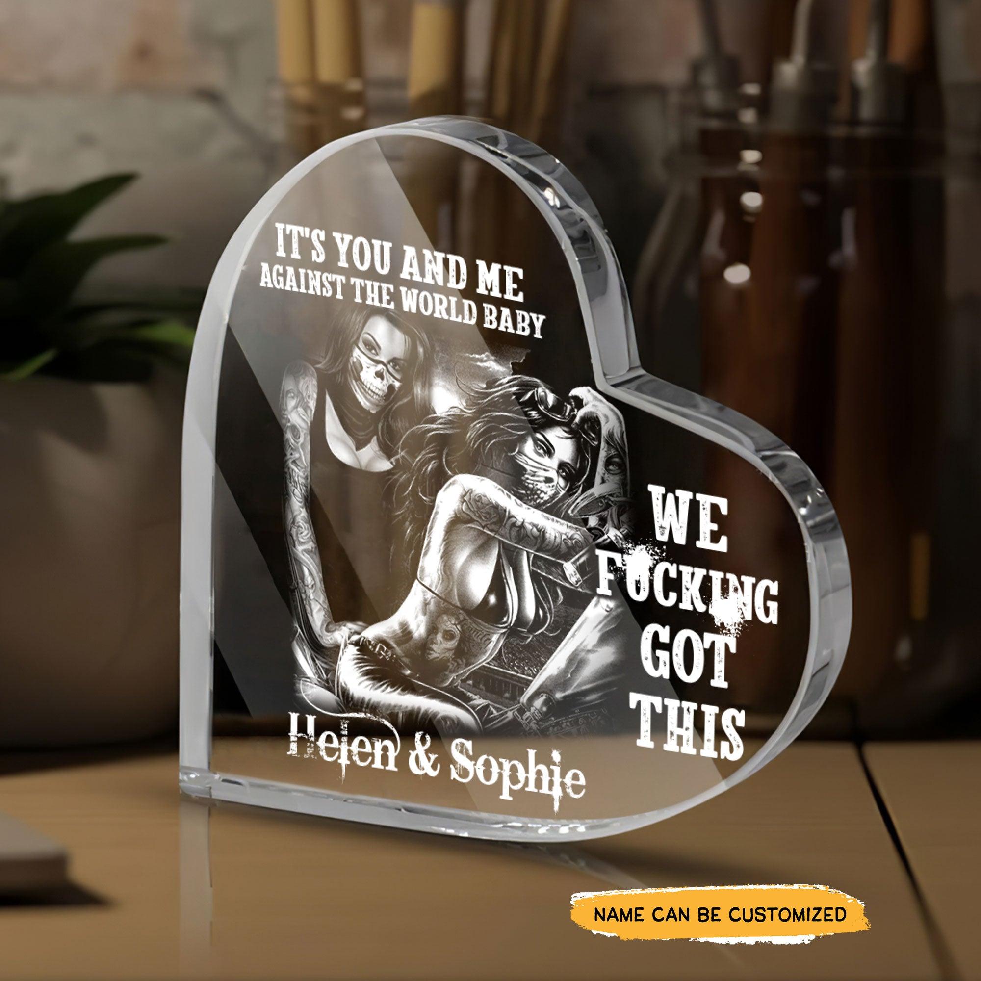 Lesbian-It's You And Me - Customized Gifts Couple Crystal Heart - Wonder Skull