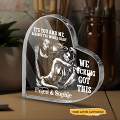 Lesbian-It's You And Me - Customized Gifts Couple Crystal Heart - Wonder Skull