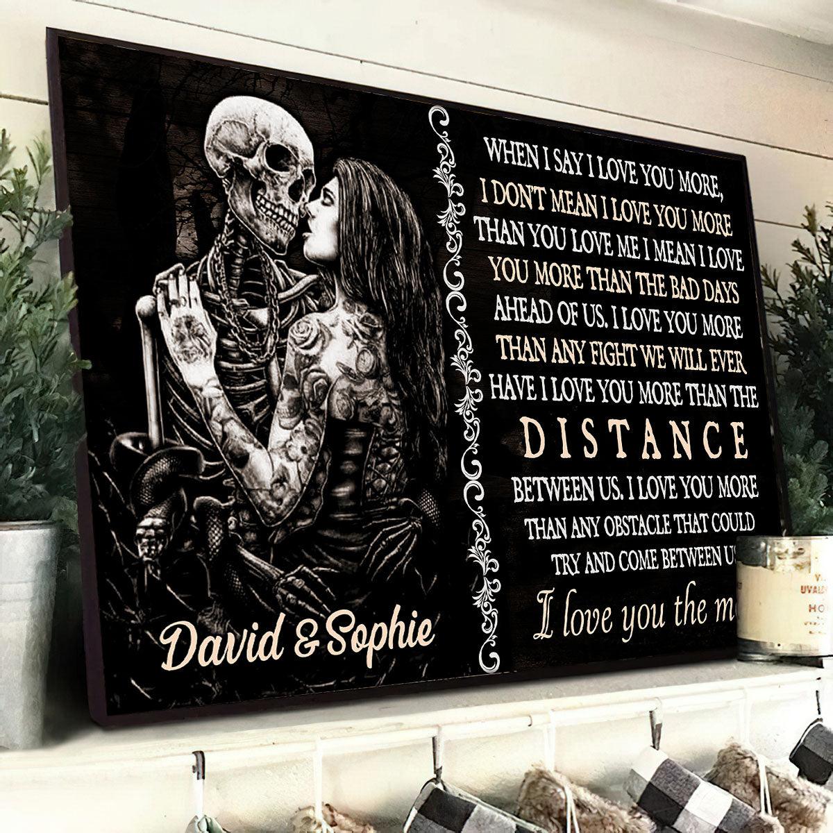 When I Say I Love You More - Gothic Skull Personalized Horizontal Canvas - Wonder Skull