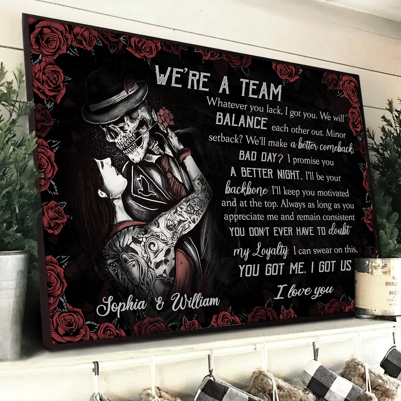 We're Are Team - Gothic Skull Girl Personalized Horizontal Canvas - Wonder Skull