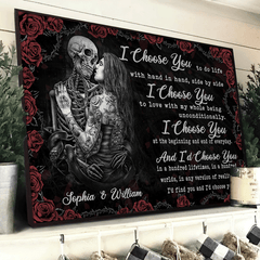 I Choose You - Gothic Skull Girl Personalized Horizontal Canvas - Wonder Skull