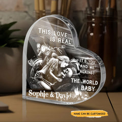 This Love Is Real - Customized Gifts Couple Crystal Heart - Wonder Skull