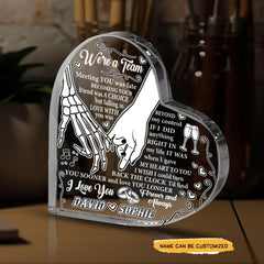 Were a Team - Customized Skull Couple Crystal Heart Anniversary Gifts - Wonder Skull