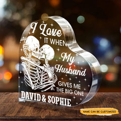 Funny I Love My Husband - Customized Skull Couple Crystal Heart Anniversary Gifts - Wonder Skull