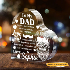 To My Dad I Love You - Customized Skull Crystal Heart Anniversary Gifts - Wonder Skull