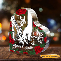 Till Death - Customized Skull Couple Crystal Heart Anniversary Gifts - Wonder Skull